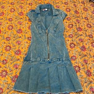 Teal corduroy mini dress